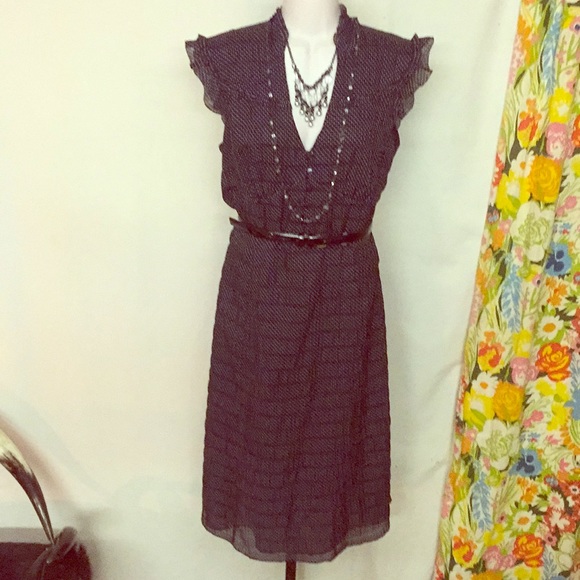 LOFT Dresses & Skirts - Ann Taylor loft retro polkadot black dress 8 new